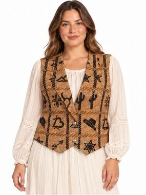 Vintage 90s Deborah Murray Western Tapestry Vest southwestern sz Large